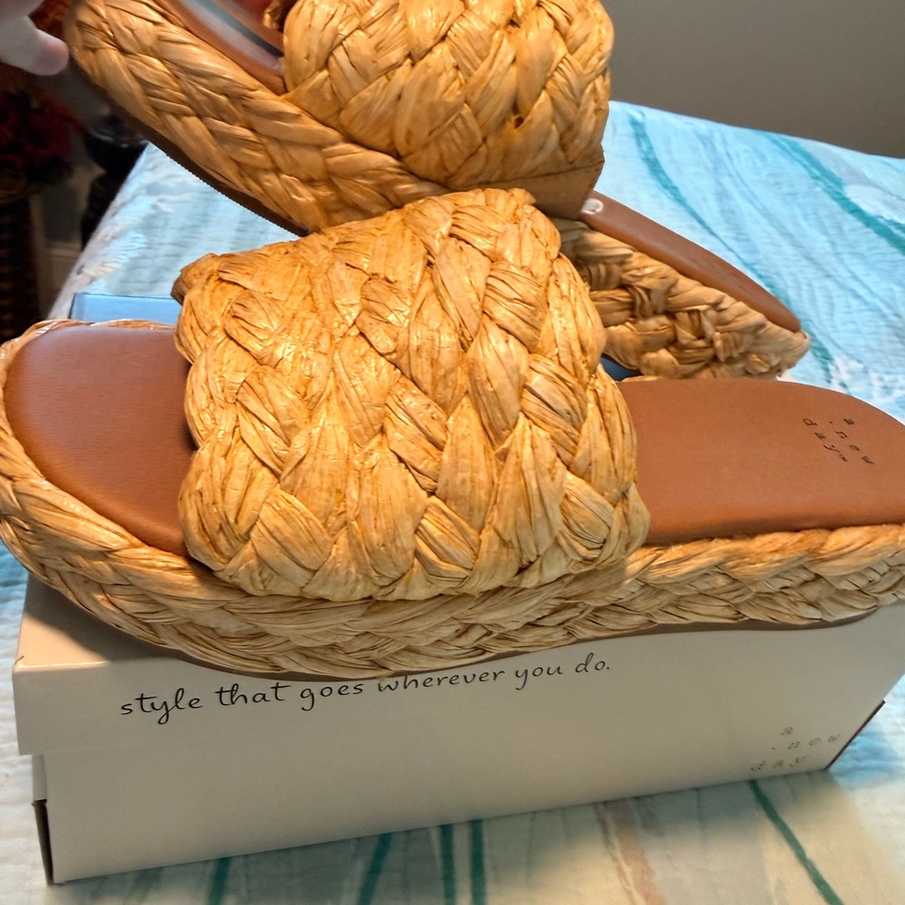 Chic Woven Tan Slide Sandals - Picture 4 of 9